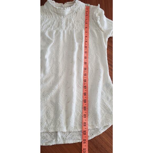 Coquette Nanette Lepore Paisley Embossed Long Sleeve Ivory High Neck Top XS - Picture 7 of 7